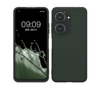 kwmobile Funda para ASUS Zenfone 10 / Zenfone 9 Carcasa - Ultrafina de TPU y Silicona con Bordes elevados anticaídas - Verde Musgo