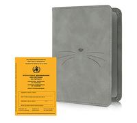 kwmobile Funda para cartilla de vacunación - Estuche de piel sintética con tapa para pasaporte de vacunas europeo - Miau