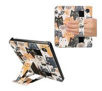 kwmobile Funda para e-Reader Kobo Libra 2 Case - Carcasa para E-Book con Soporte Magnético y Cinta de Mano y Cierre Magnético - Gatitos