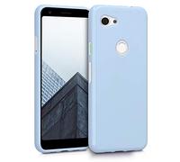 kwmobile Funda para Google Pixel 3a Carcasa - Ultrafina de TPU y Silicona con Bordes elevados anticaídas - Azul Claro Mate