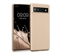 kwmobile Funda para Google Pixel 6a Carcasa - Case TPU y Silicona Ultrafino - Antigolpes con Bordes elevados - Apto Carga inalámbrica - Oro Metalizado