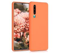 kwmobile Funda para Huawei P30 Carcasa - Ultrafina de TPU y Silicona con Bordes elevados anticaídas - Naranja afrutado