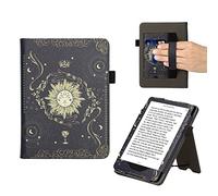 kwmobile Funda para Kindle Paperwhite 11ª Generación - Funda con Agarre Elástico y Soporte de Apoyo - Azul Oscuro/Amarillo/Negro
