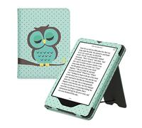 kwmobile Funda para Kindle Paperwhite 11ª Generación - Funda con Agarre Elástico y Soporte de Apoyo - Turquesa/marrón/Menta