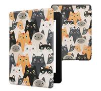 kwmobile Funda para Kindle Paperwhite 11ª Generación - Funda con Tapa y Cierre Magnético de Cuero Sintético para E-Book - Gatitos