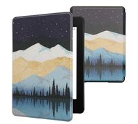 kwmobile Funda para Kindle Paperwhite 11ª Generación - Funda con Tapa y Cierre Magnético de Cuero Sintético para E-Book - Noche de Estrellas Lago
