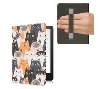 kwmobile Funda para Kindle Paperwhite 11ª Generación - Funda para E-Book con Solapa y Correa de Mano de Piel Sintética - Gatitos