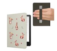 kwmobile Funda para Kindle Paperwhite 11ª Generación - Funda para E-Book con Solapa y Correa de Mano de Piel Sintética - Conejos con Flores