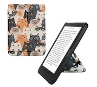 kwmobile Funda para Kobo Clara BW/Colour - Funda Plegable para Lector electrónico en Naranja/Negro/Blanco - Gatitos