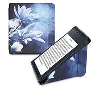 kwmobile Funda para Kobo Libra 2 - Funda Plegable para Lector electrónico en Blanco/Gris/Azul - Magnolia