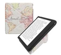 kwmobile Funda para Kobo Libra Colour - Funda Plegable para Lector electrónico en Negro/Multicolor - Mapa Mundial