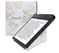 kwmobile Funda para Kobo Libra H2O - Funda Plegable para Lector electrónico en Negro/Multicolor - Mapa Mundial