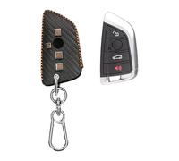 kwmobile Funda para Llave de Coche Compatible con BMW Llave de Coche Smart Key de 3 Botones - Carcasa Dura para Mando Coche de Cuero Sintético con Llavero para Colgar -