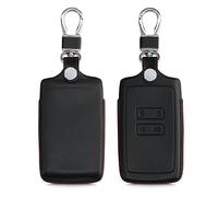 kwmobile Funda para Llave de Coche Compatible con Renault - Carcasa de Cuero Delgada para Mando de Coches - Negro/Rojo
