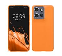 kwmobile Funda para Motorola Edge 60 Neo/Edge 50 Neo/ThinkPhone 25 Carcasa - Ultrafina de TPU y Silicona con Bordes elevados anticaídas - Naranja afrutado