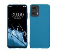 kwmobile Funda para Motorola Moto G24 / E14 / G04 / G04s Carcasa - Ultrafina de TPU y Silicona con Bordes elevados anticaídas - Azul océano