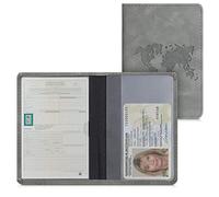 kwmobile Funda para permiso de circulación de coche en cuero sintético - Espacio para tarjetas - 9.2 x 13 CM doblado - mapa del mundo