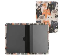 kwmobile Funda para permiso de circulación de coche en cuero sintético - Espacio para tarjetas - 9.2 x 13 CM doblado - Gatitos