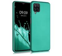 kwmobile Funda para Samsung Galaxy A12 Carcasa - Case TPU y Silicona Ultrafino - Antigolpes con Bordes elevados - Apto Carga inalámbrica - Turquesa metálico