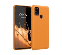 kwmobile Funda para Samsung Galaxy A21s Carcasa - Ultrafina de TPU y Silicona con Bordes elevados anticaídas - Naranja afrutado