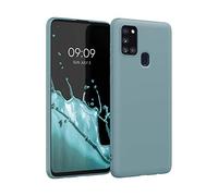 kwmobile Funda para Samsung Galaxy A21s Carcasa - Ultrafina de TPU y Silicona con Bordes elevados anticaídas - Noche ártica
