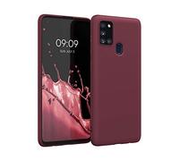 kwmobile Funda para Samsung Galaxy A21s Carcasa - Ultrafina de TPU y Silicona con Bordes elevados anticaídas - Rojo Vino