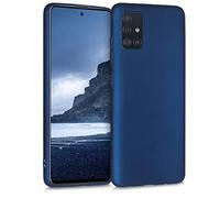 kwmobile Funda para Samsung Galaxy A51 Carcasa - Case TPU y Silicona Ultrafino - Antigolpes con Bordes elevados - Apto Carga inalámbrica - Azul Metalizado