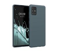 kwmobile Funda para Samsung Galaxy A51 Carcasa - Ultrafina de TPU y Silicona con Bordes elevados anticaídas - Pizarra Oscura