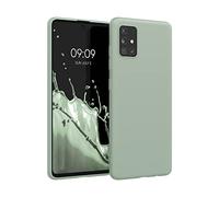 kwmobile Funda para Samsung Galaxy A51 Carcasa - Ultrafina de TPU y Silicona con Bordes elevados anticaídas - Gris Verdoso