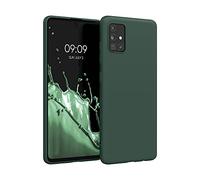 kwmobile Funda para Samsung Galaxy A51 Carcasa - Ultrafina de TPU y Silicona con Bordes elevados anticaídas - Verde Musgo