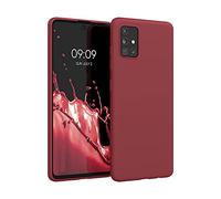kwmobile Funda para Samsung Galaxy A51 Carcasa - Ultrafina de TPU y Silicona con Bordes elevados anticaídas - Rojo lacre