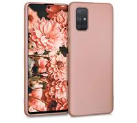 kwmobile Funda para Samsung Galaxy A71 Carcasa - Case TPU y Silicona Ultrafino - Antigolpes con Bordes elevados - Apto Carga inalámbrica - Oro Rosa Metalizado