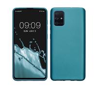 kwmobile Funda para Samsung Galaxy A71 Carcasa - Case TPU y Silicona Ultrafino - Antigolpes con Bordes elevados - Apto Carga inalámbrica - Azul metálico