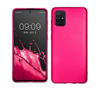 kwmobile Funda para Samsung Galaxy A71 Carcasa - Case TPU y Silicona Ultrafino - Antigolpes con Bordes elevados - Apto Carga inalámbrica - Fucsia Metalizado