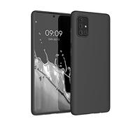 kwmobile Funda para Samsung Galaxy A71 Carcasa - Ultrafina de TPU y Silicona con Bordes elevados anticaídas - Negro Mate