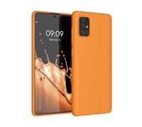 kwmobile Funda para Samsung Galaxy A71 Carcasa - Ultrafina de TPU y Silicona con Bordes elevados anticaídas - Naranja afrutado