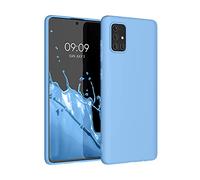 kwmobile Funda para Samsung Galaxy A71 Carcasa - Ultrafina de TPU y Silicona con Bordes elevados anticaídas - Azul Vintage