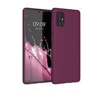 kwmobile Funda para Samsung Galaxy A71 Carcasa - Ultrafina de TPU y Silicona con Bordes elevados anticaídas - Violeta Burdeos