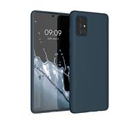 kwmobile Funda para Samsung Galaxy A71 Carcasa - Ultrafina de TPU y Silicona con Bordes elevados anticaídas - Azul turquí