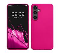 kwmobile Funda para Samsung Galaxy S24 FE Carcasa - Case TPU y Silicona Ultrafino - Antigolpes con Bordes elevados - Apto Carga inalámbrica - Fucsia Metalizado