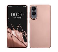 kwmobile Funda para Samsung Galaxy S25 Edge Carcasa - Case TPU y Silicona Ultrafino - Antigolpes con Bordes elevados - Apto Carga inalámbrica - Oro Rosa Metalizado