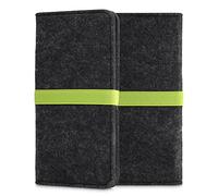 kwmobile Funda para Tablet XL - 6,7/6,8" - Carcasa de Fieltro para móvil con Banda y Bolsillos en Gris Oscuro/Verde neón