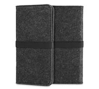 kwmobile Funda para Tablet XL - 6,7/6,8" - Carcasa de Fieltro para móvil con Banda y Bolsillos en Gris Oscuro/Negro