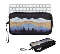 kwmobile Funda para Teclado para Apple Magic Keyboard - Estuche de Neopreno con 2 Bolsillos Interiores - Funda Protectora - Bolsa de Almacenamiento Blanco/marrón Claro/Azul Oscuro
