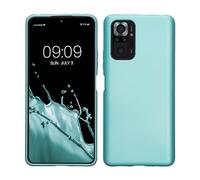 kwmobile Funda para Xiaomi Redmi Note 10 Pro Carcasa - Case TPU y Silicona Ultrafino - Antigolpes con Bordes elevados - Apto Carga inalámbrica - Menta Metalizado