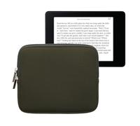 kwmobile Funda Universal para e-Book - Estuche de Neopreno con Cierre de Cremallera para e-Reader - Carcasa en Verde Oscuro