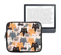 kwmobile Funda Universal para e-Book - Estuche de Neopreno con Cierre de Cremallera para e-Reader - Carcasa en Naranja/Negro/Blanco