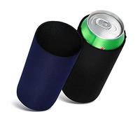 kwmobile Fundas de Neopreno compatibles con 500ml Can -2X Cubierta enfriadora de latas Cerveza refresco Negro/Azul Oscuro
