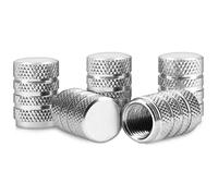 kwmobile Juego de Tapas Compatible con válvulas - Tapas de Metal para válvula de neumáticos de Coche y Bicicleta en Plata