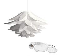 kwmobile Lámpara de puzzle colgante DIY - Iluminación de techo con diseño decorativo de flor de loto - 90 CM de cable con toma E27 en color blanco